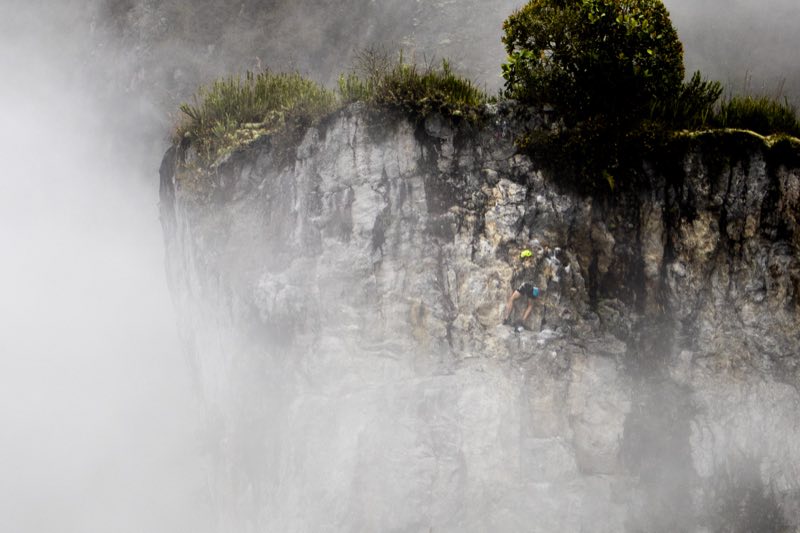 Rock tower in the mist